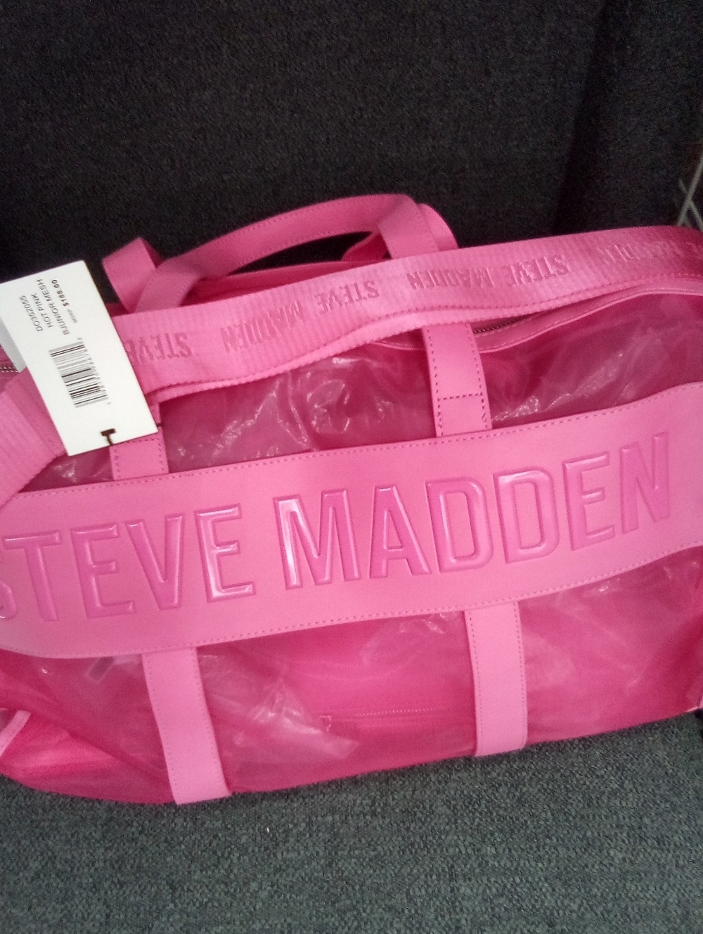 Steve Madden Hot Pink Mesh Duffle Bag W/Mini Bag Inside